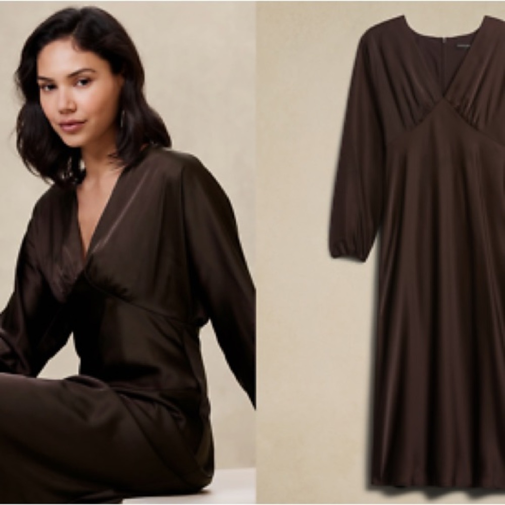 Banana Republic Bloussant-sleeve Midi Dress NWT Sz S
